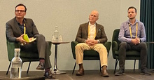 From left: Panel discussion with Philipp Staber (EXALT-1 and -2 trials), Keith Flaherty (NCI-MATCH trials), and Kushtrim Kryeziu (EVIDENT trial).